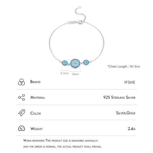 Evil Eye Bracelet - Lucky Eye Sterling Silver Charm Bracelet
