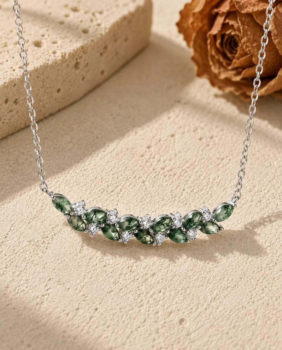 Moss Agate Necklace - front view