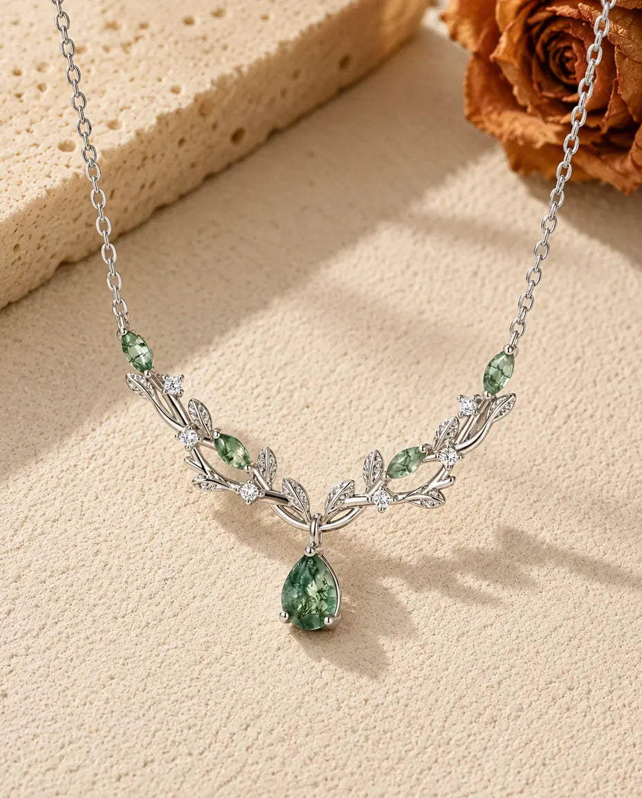 Moss Agate Necklace - front view
