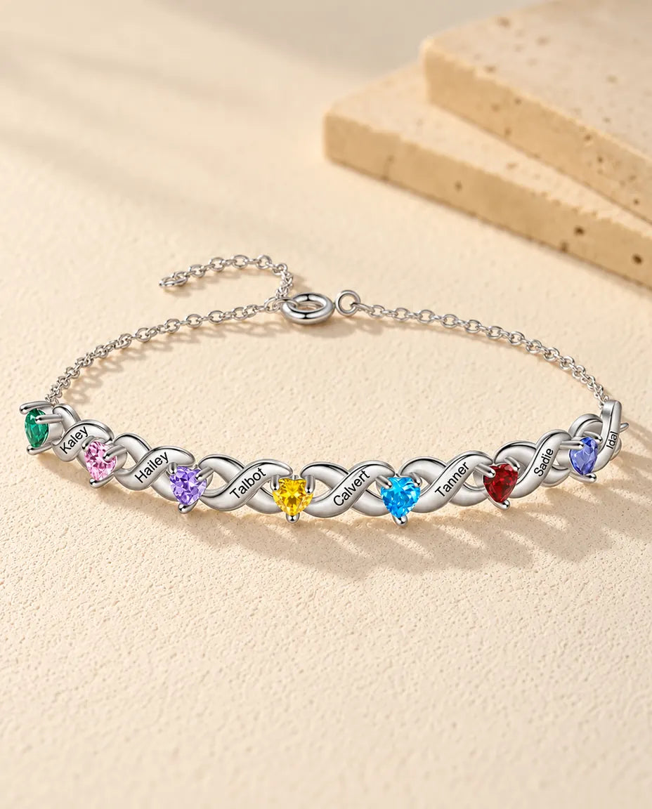 Personalised Birthstone Bracelet - front view