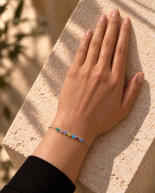 Personalised Birthstone Bracelet - worn on a model