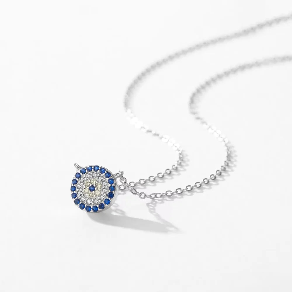 Sterling Silver Evil Eye Necklace for Her - Women’s Turkish Blue Eye