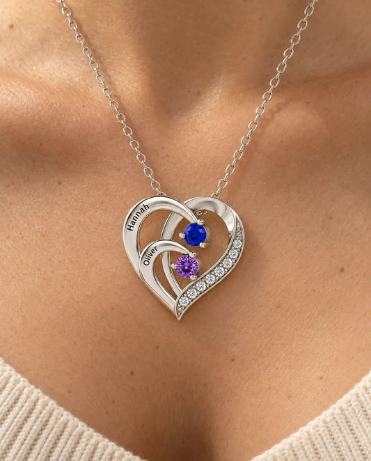 Personalised Birthstone Necklace - worn on a model