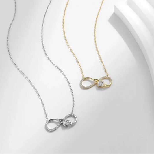 925 Sterling Silver Infinity Heart Necklace – Romantic Zircon Pendant for Women