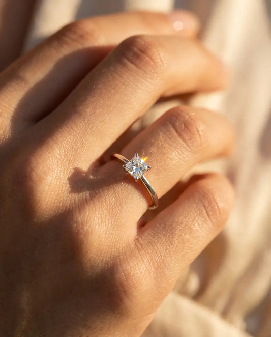 0.35ct Princess Cut Moissanite Ring - Dainty Solitaire Promise Ring in Silver - IfShe IE