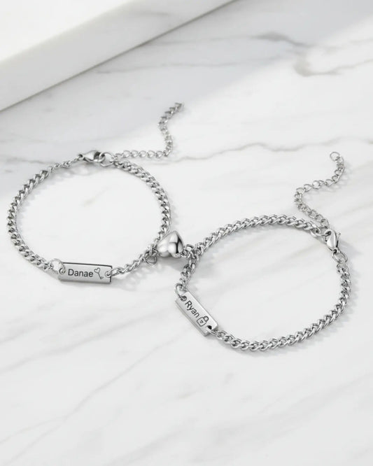 Personalised Magnetic Lock & Key Couple Bracelets IfShe IE