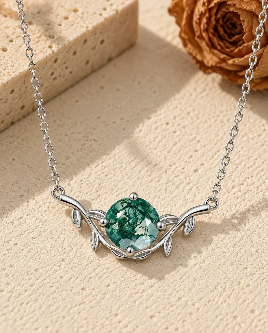 Moss Agate Necklace - front view
