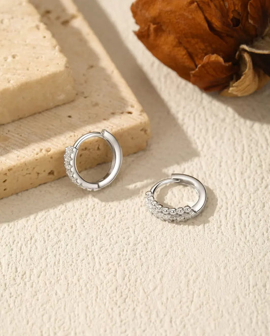 Pave Moissanite Huggie Hoops