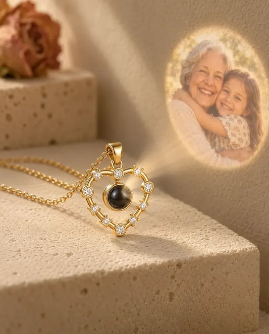 Photo Projection Necklace - projecting the hidden photo onto a wall