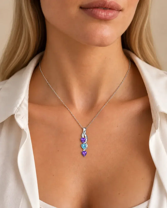 Personalised Birthstone Necklace for Mum - worn on a model