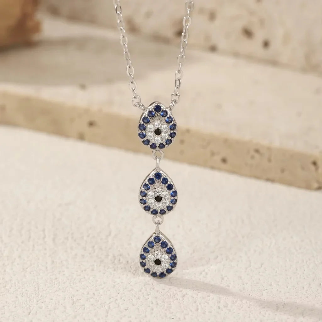 Timeless Sterling Silver Evil Eye Necklace with Dazzling Zircon Stones